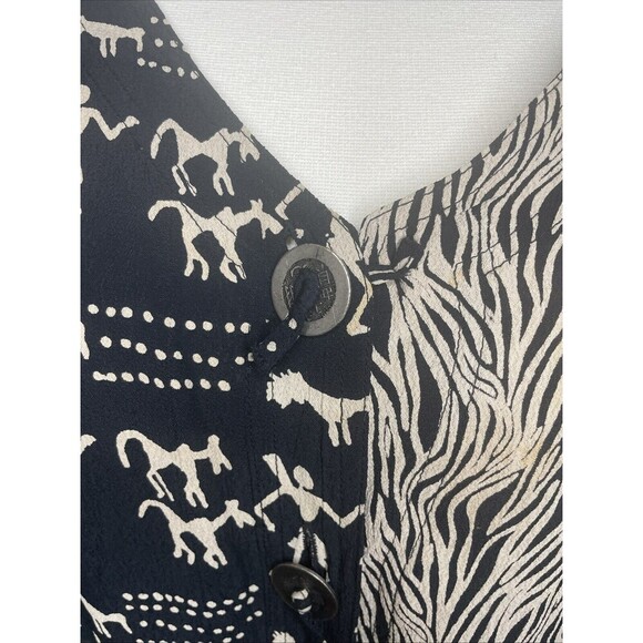 Avenue Top Womens Size 30 Black Button Up Long Sleeve Oversized Flowy Patterned - Picture 4 of 10